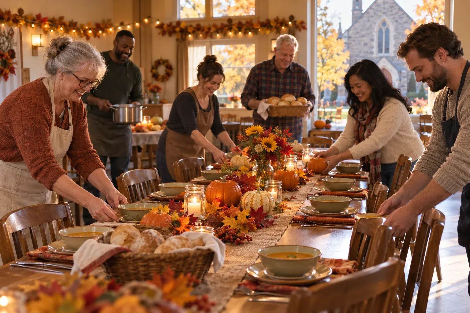 grace-showcase-oct5-v1: Fictional harvest supper scene